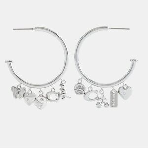 Butterfly And Rexy Charm Hoop Earrings NWT